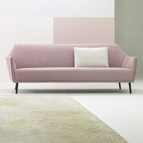 Contemporary sofa / fabric / gray / pink