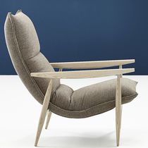 Traditional armchair / fabric / leather...