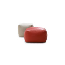 Contemporary pouf / fabric / leather / square