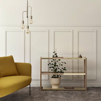 Contemporary shelf / oak / brass