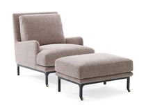 Contemporary armchair / leather / fabric...