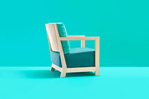 Contemporary armchair / beech / fabric