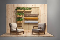Contemporary armchair / beech / fabric