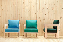 Contemporary armchair / fabric / beech