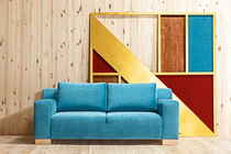 Contemporary sofa / blue / fabric / 2-person