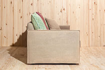 Contemporary sofa / beige / fabric / 3-seater