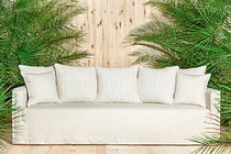 Contemporary sofa / white / fabric / 3-seater