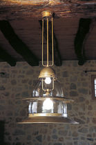 Pendant lamp / traditional / brass / glass