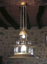 Pendant lamp / traditional / brass / glass