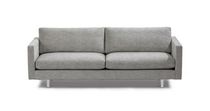 Contemporary sofa / gray / fabric / leather
