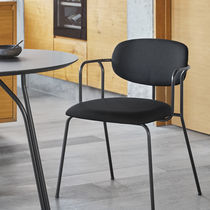 Contemporary dining chair / fabric / metal...