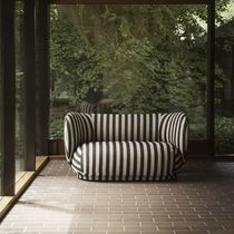 Contemporary sofa / white / black / fabric