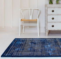 Contemporary rug / striped / viscose / rectangular