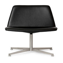Contemporary fireside chair / leather /...