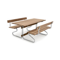 Contemporary bench and table set / teak...