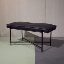 Contemporary bench / metal / leather / handmade