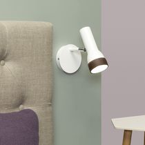 Contemporary wall light / leather / round...