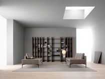 Contemporary sofa / brown / leather / 2-person