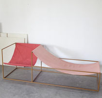 Contemporary armchair / fabric / lacquered...