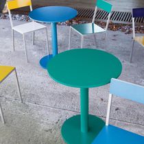 Contemporary table / aluminum / round