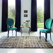 Contemporary rug / geometric pattern / leather...