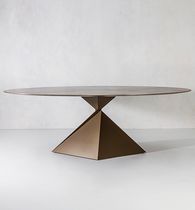 Contemporary dining table / steel / brass...