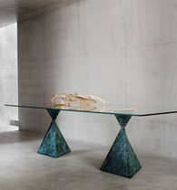 Contemporary dining table / glass / steel...