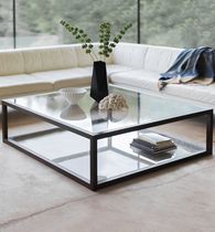 Contemporary coffee table / glass / steel...