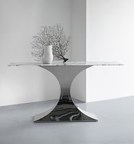 Contemporary sideboard table / glass / polished...