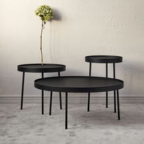 Contemporary coffee table / steel / round
