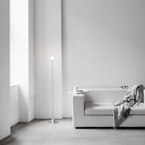 Floor lamp / steel / polished steel / frosted...