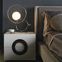 Bedside table lamp / polished metal / blown...