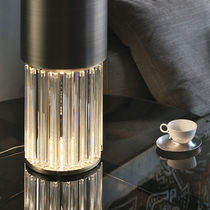 Table lamp / bronze / blown glass / crystal