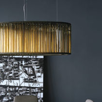 Pendant lamp / bronze / blown glass / crystal