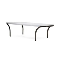 Contemporary dining table / steel / oval