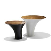 Contemporary side table / wooden / oval...