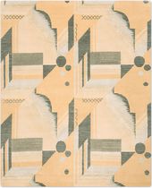 Contemporary rug / geometric / silk / Tibetan...