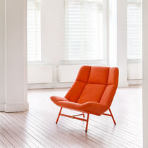 Contemporary lounge chair / leather / fabric...