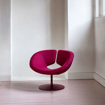 Contemporary armchair / fabric / leather...