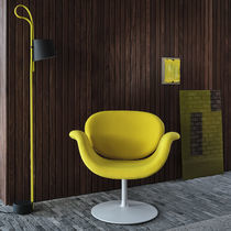 Contemporary armchair / fabric / leather...