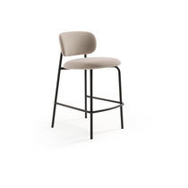 Contemporary bar stool / leather / fabric...