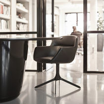 Contemporary chair / fabric / leather /...