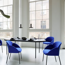 Contemporary chair / fabric / leather /...
