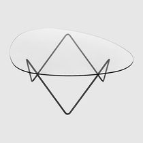 Contemporary coffee table / glass / metal...