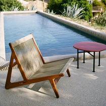 Contemporary lounge chair / fabric / wooden...
