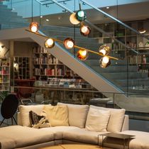 Pendant lamp / brass / blown glass / contemporary