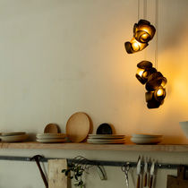 Pendant lamp / nickel / glass / contemporary