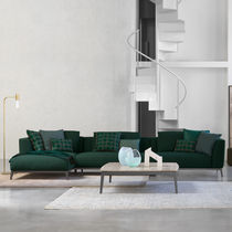 Contemporary sofa / fabric / leather / 2-person