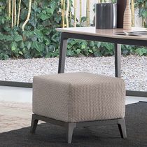 Contemporary pouf / fabric / leather / steel