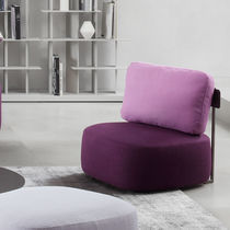 Contemporary fireside chair / fabric / leather...